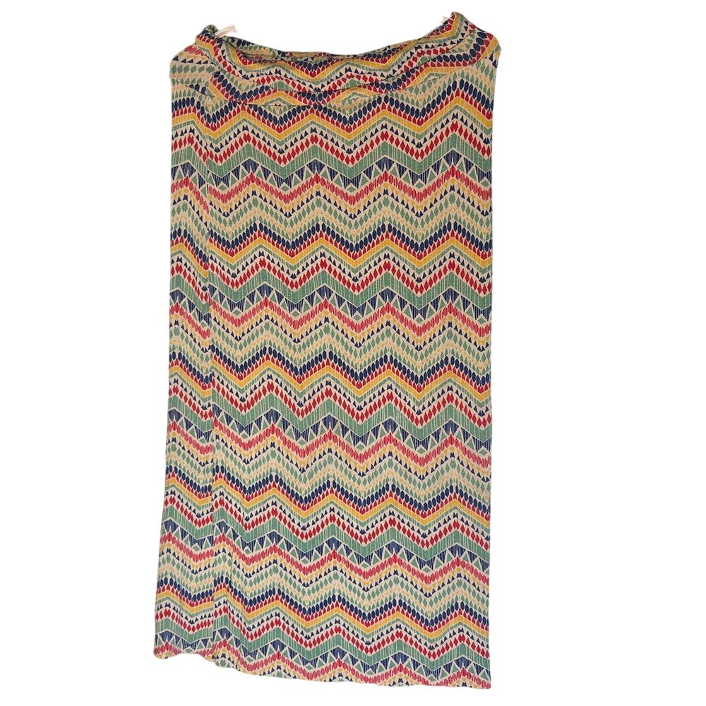 Ultra Flirt Chevron Geometric Maxi Skirt Multi Color Knit Elastic Waist